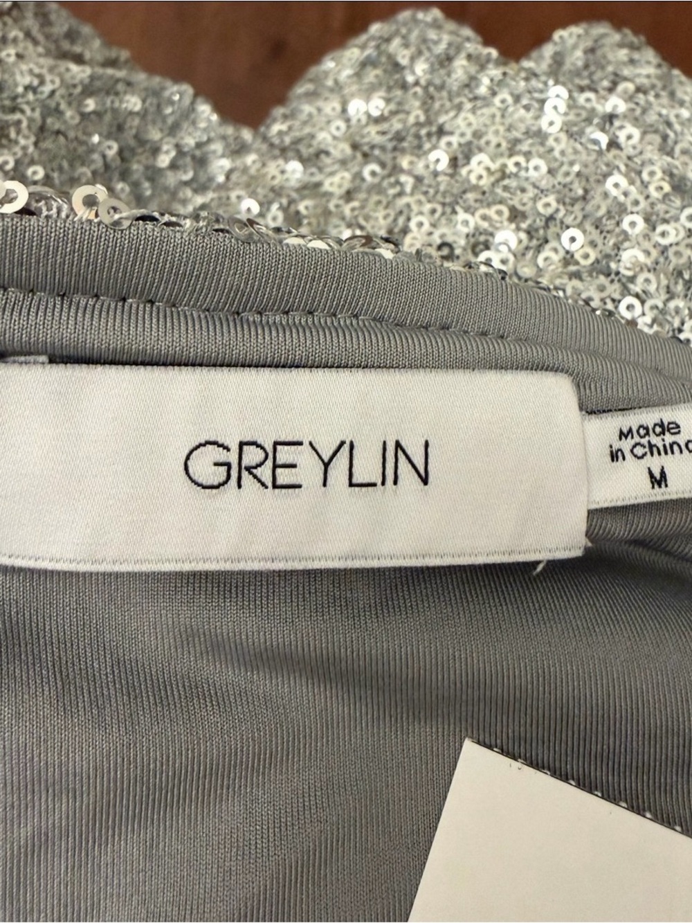 Greylin Silver Sequin Midi Dress Formal Cocktail Wedding Party - Picture 7 of 7